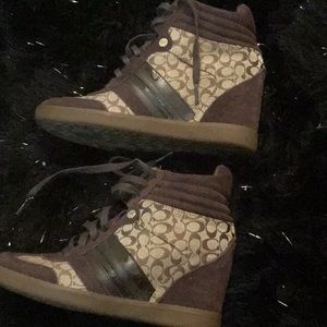 Coach wedge lace up booties